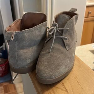 Gray Chukka Boots with Suede Upper and Lace-Up Design